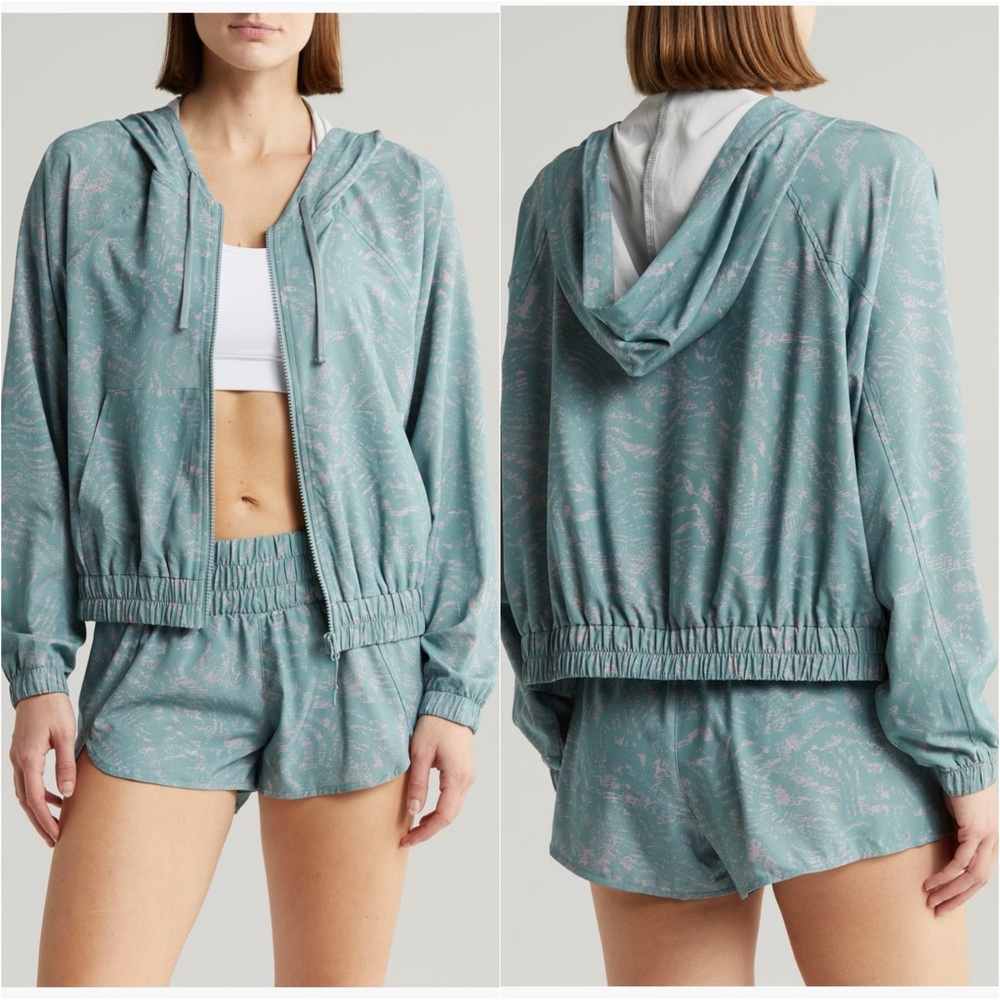Z by Zella Interval Print Crop Zip-Up Jacket